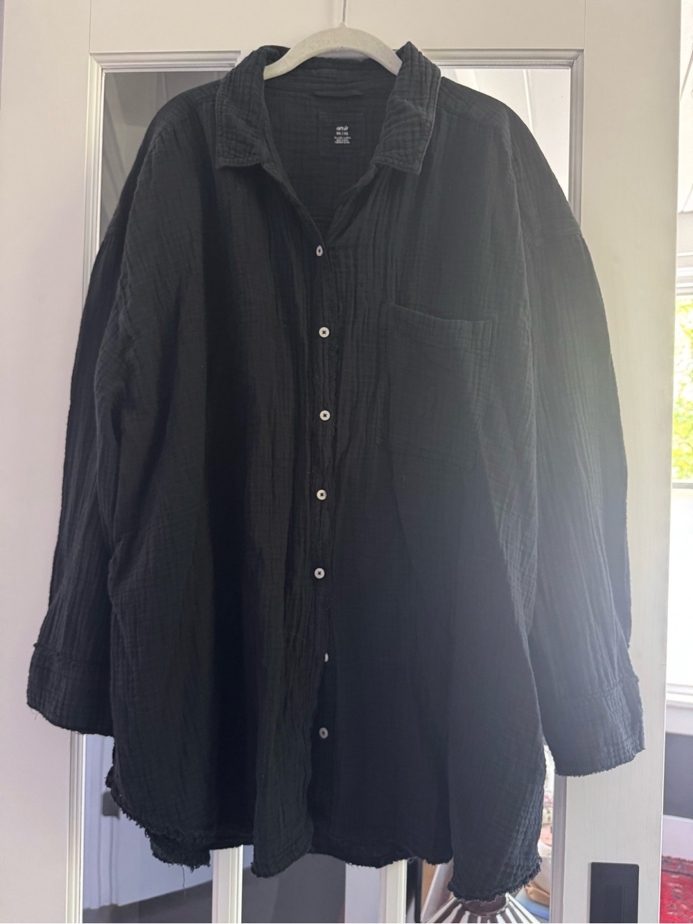 aerie Black Oversized Button-Down Shirt